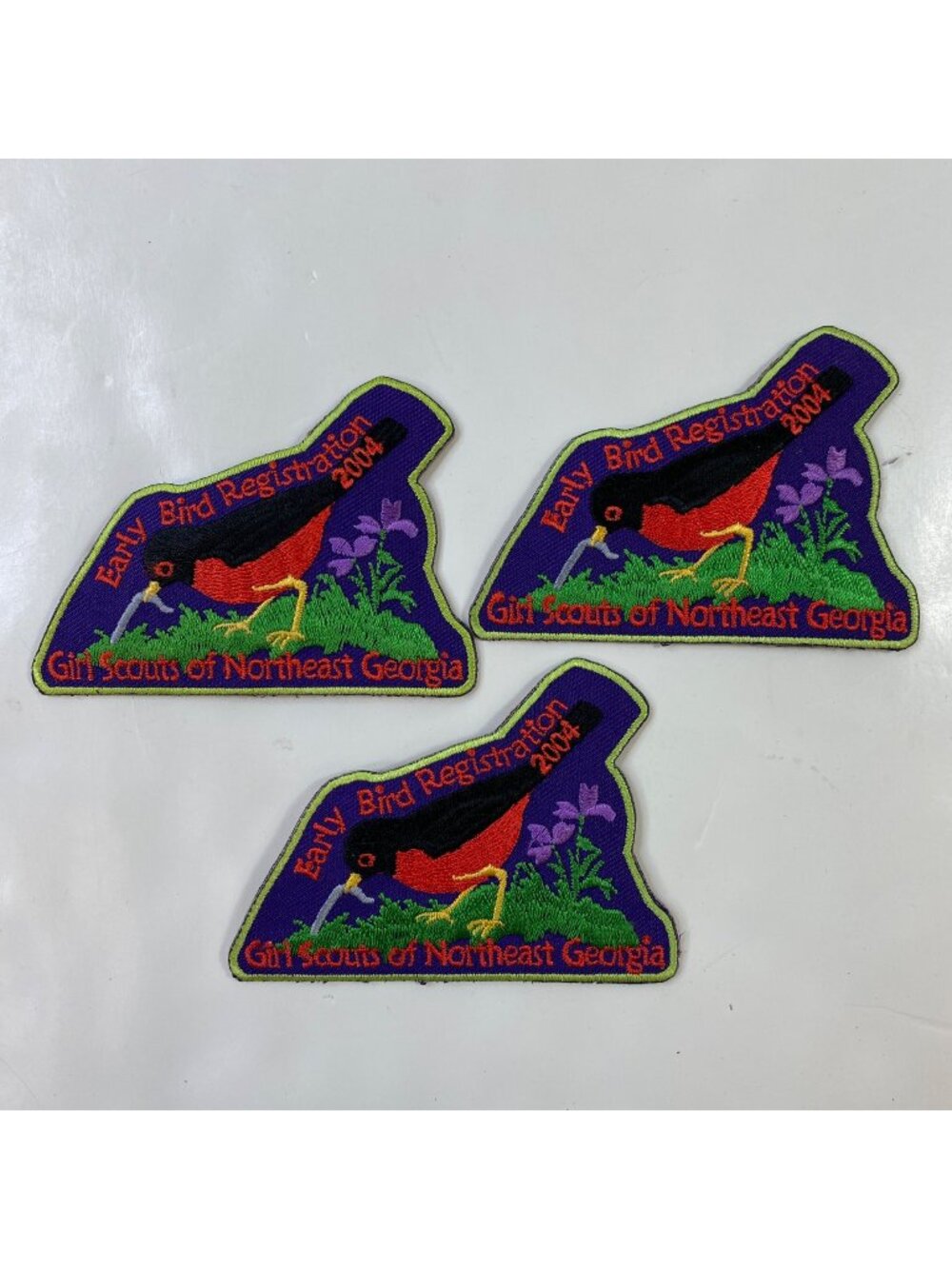 Girl Scouts Of Northeast Georgia 2004 Early Bird Registration Patch Set Of 3